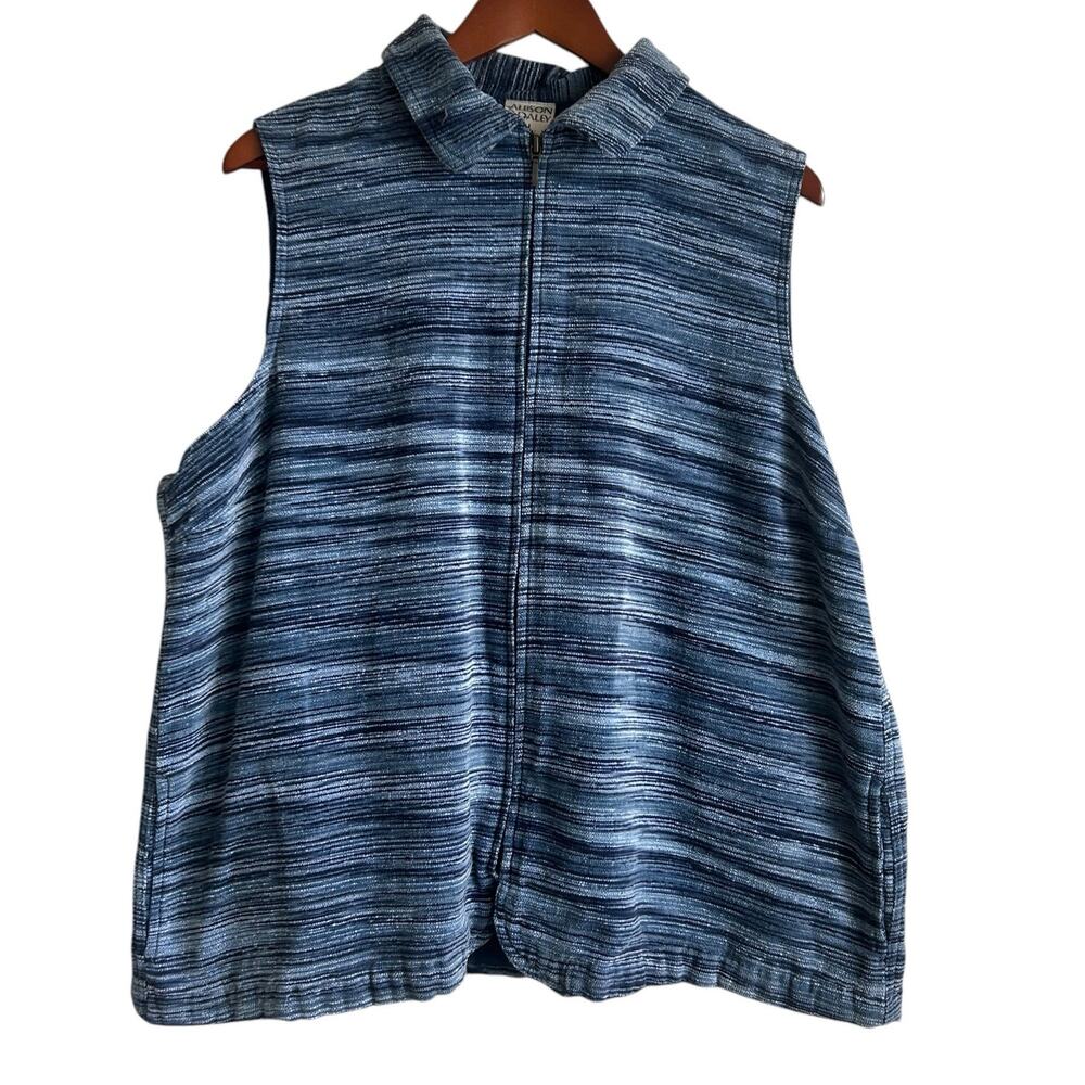 Y2K VTG Allison Daley Women Vest Top‎ 20W Blue Corduroy Zip Up Cowgirl Country